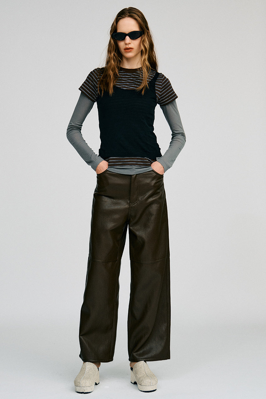 Synthetic Leather Straight Pants - 2026AUTUMN