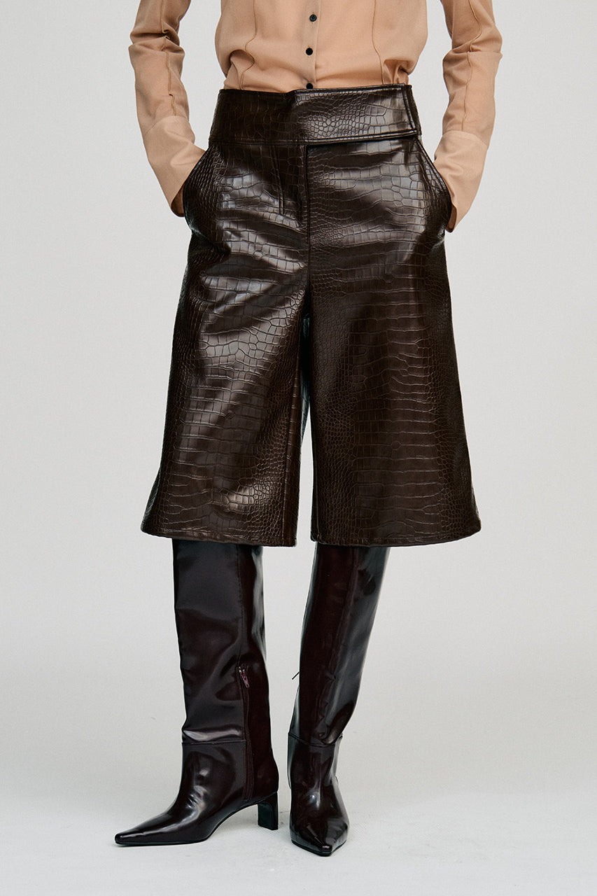 Synthetic Leather Half Pants - 2026AUTUMN