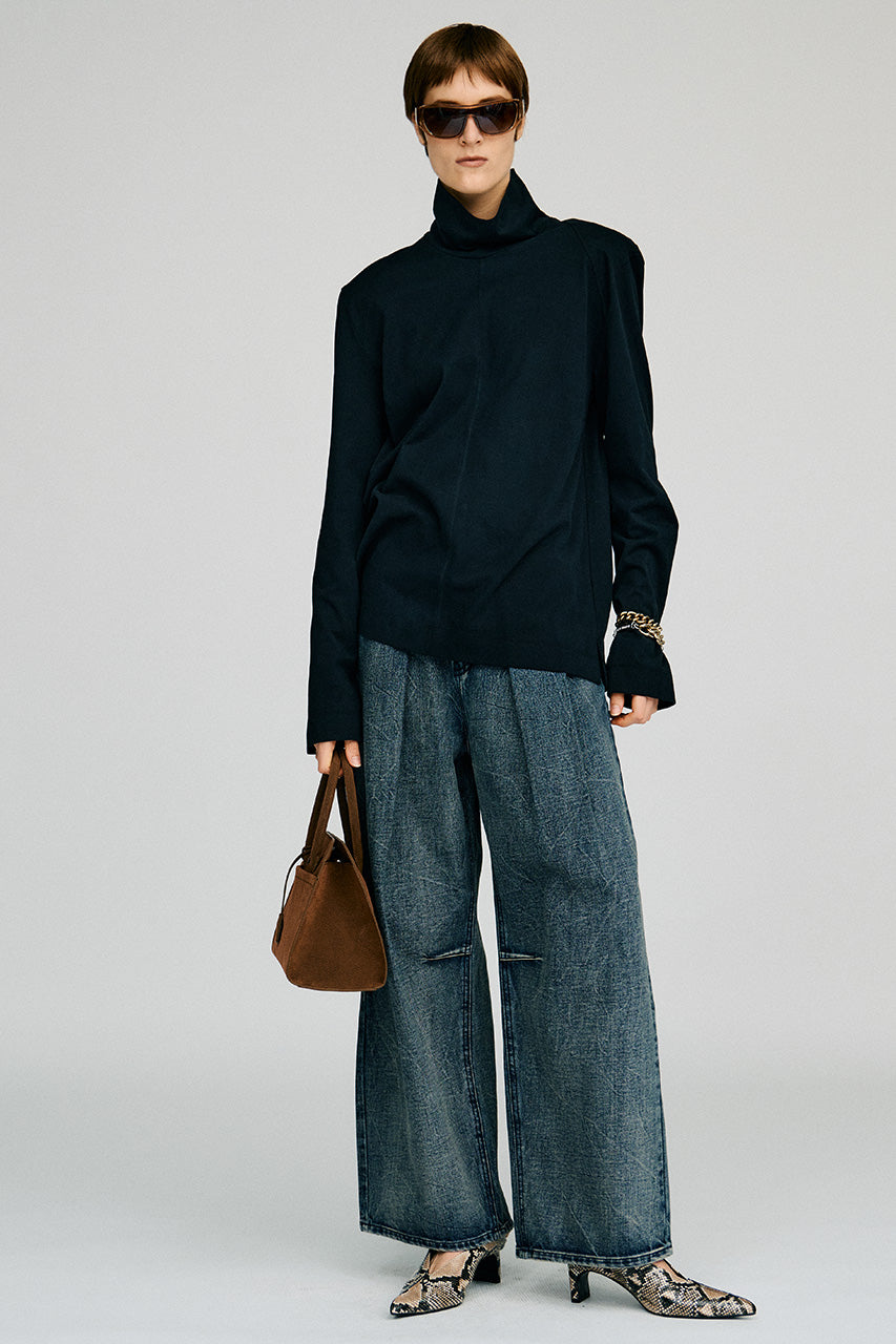 Crinkle Denim Wide Pants - 2026AUTUMN