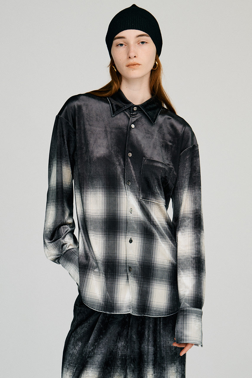 Faded Check Velour Shirt - 2026AUTUMN