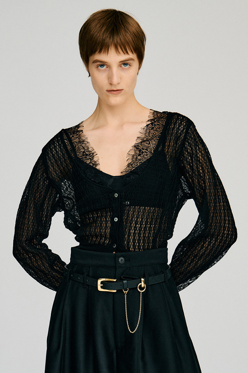 Deep Neck Lace Cardigan - 2026AUTUMN