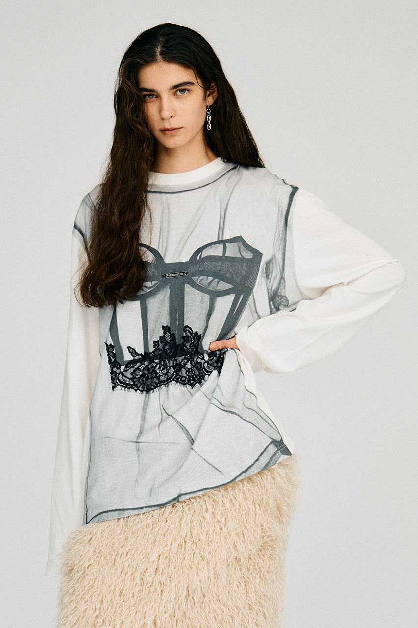 Tulle Bustier Print Long Tee
