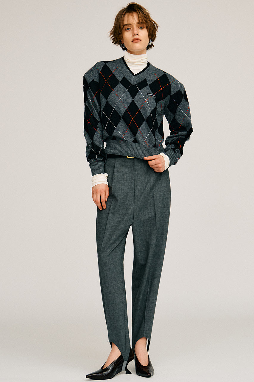 Argyle Power Shoulder Knit - 2026AUTUMN