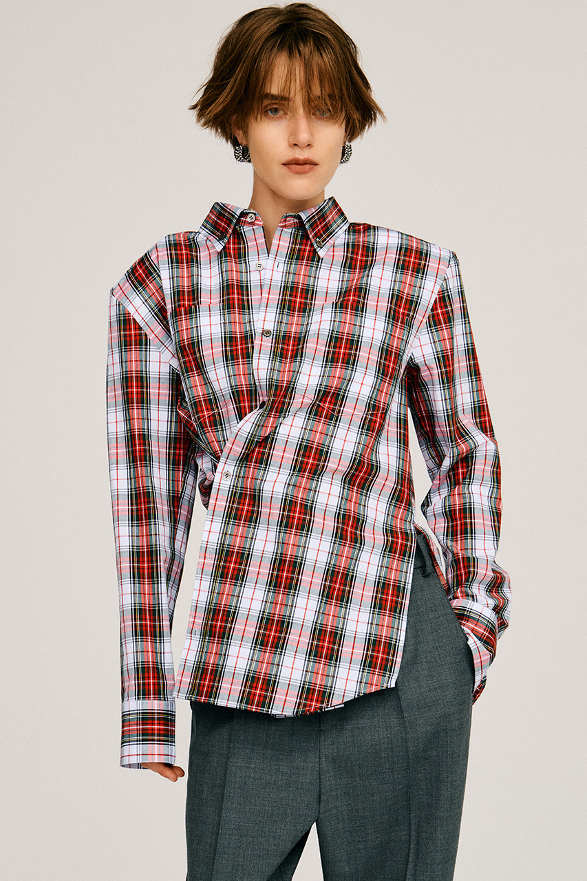 Check Shoulder Padded Shirt - 2026AUTUMN