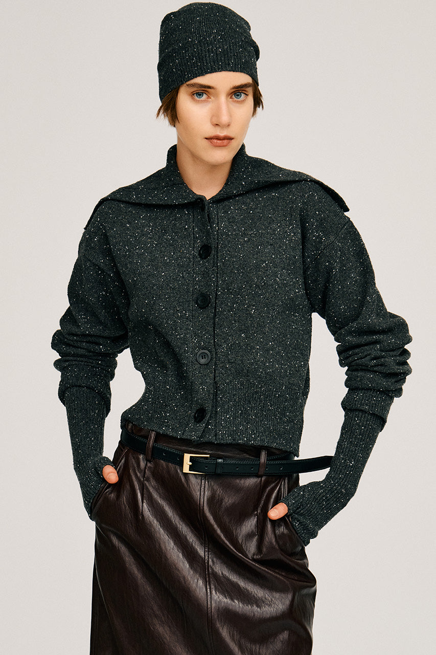 Oversized Collar Knit Cardigan - 2026AUTUMN