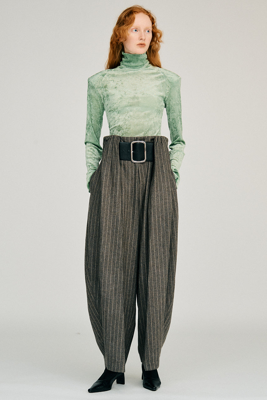 High-Waist Belt Stripe Pants