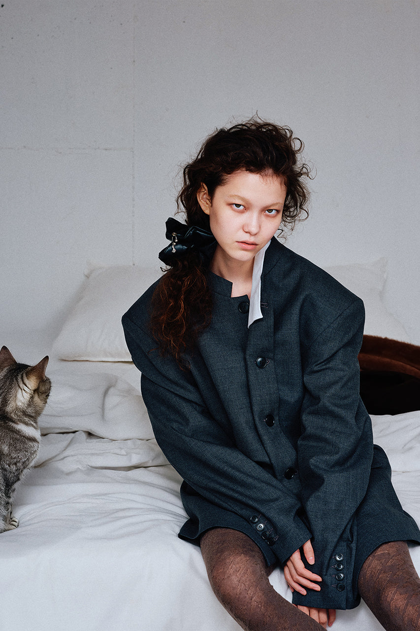 Cat Charm Faux Leather Scrunchie