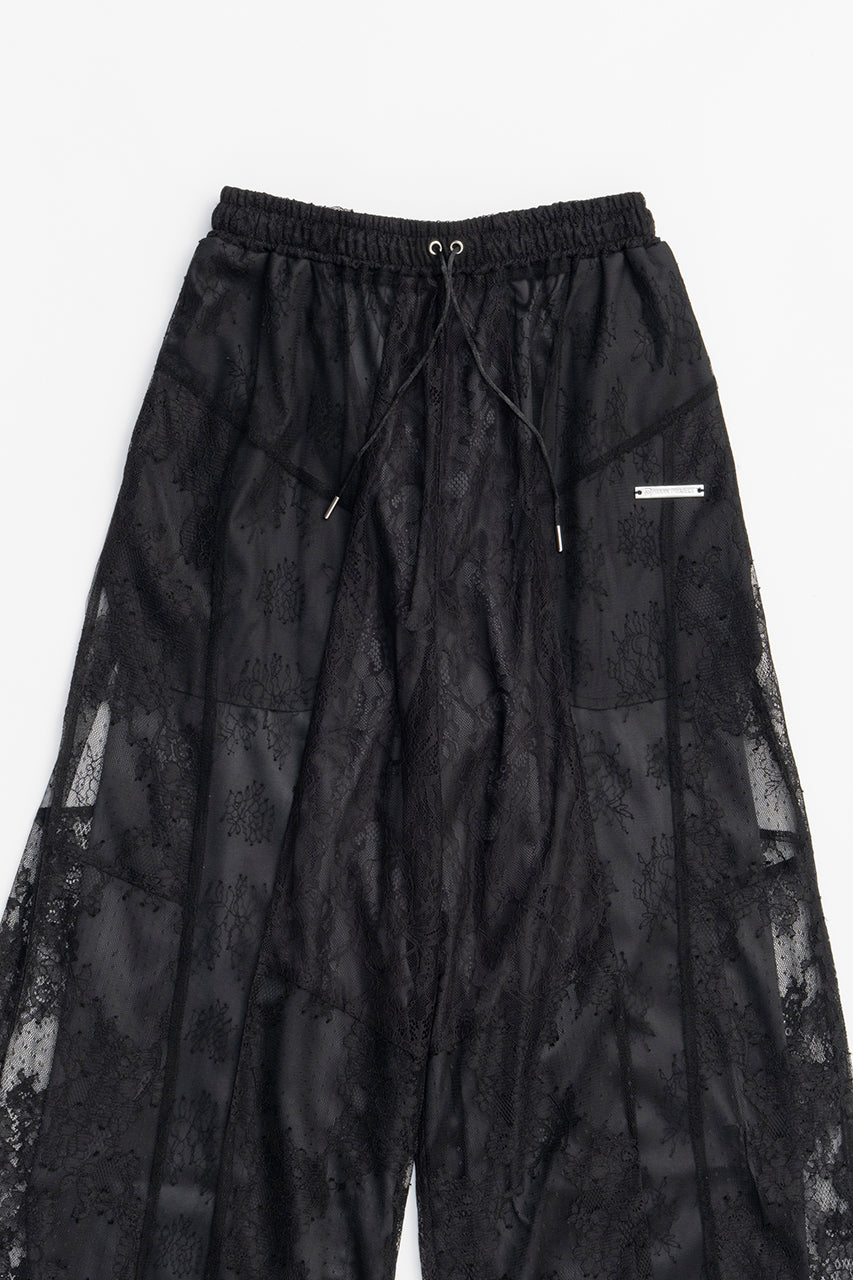 Lace Blocking Satin Pants