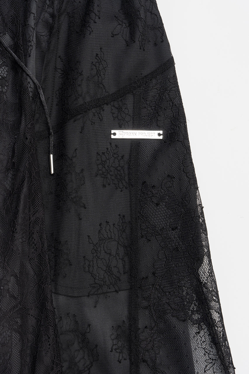 Lace Blocking Satin Pants