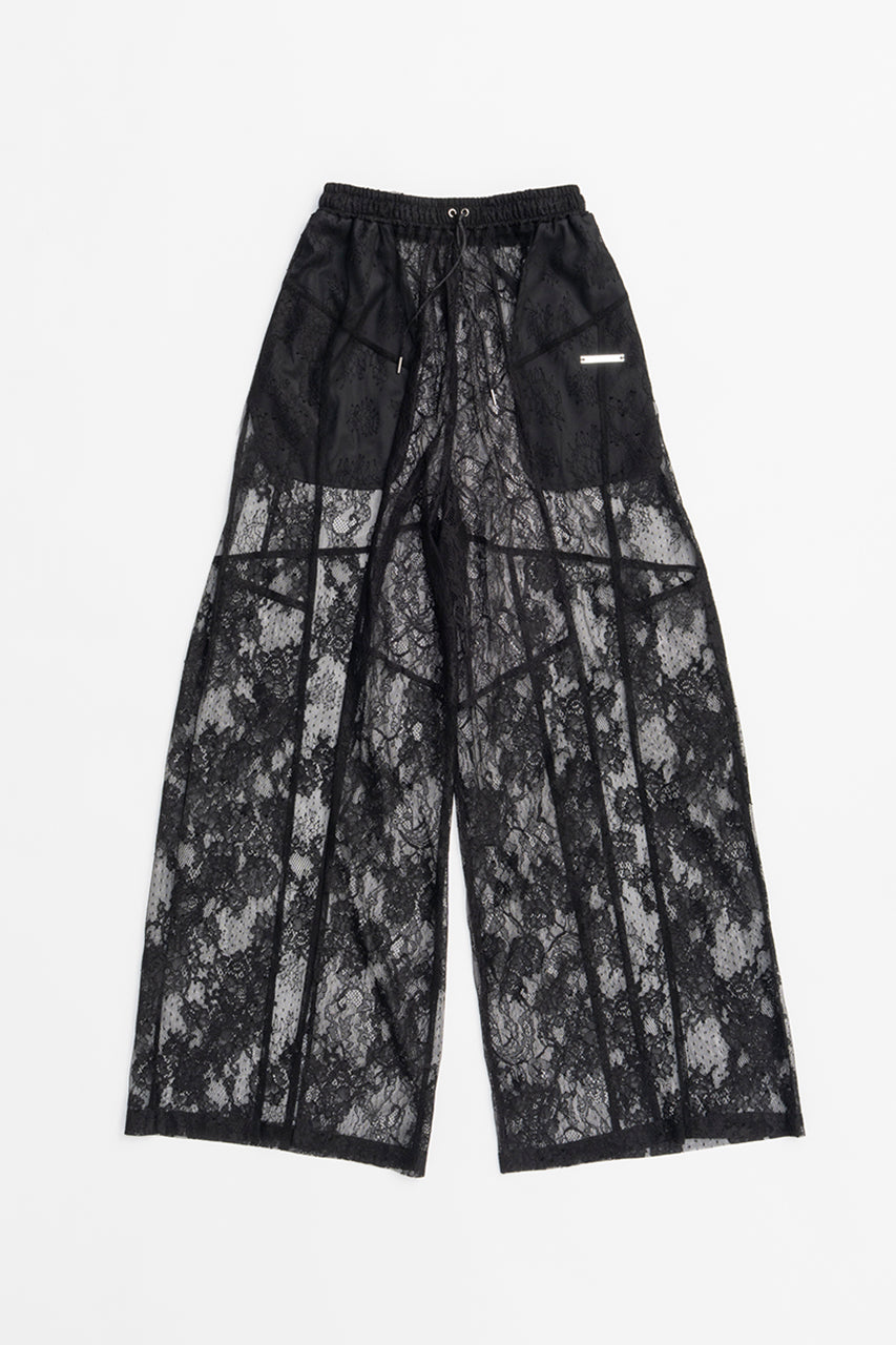 Lace Blocking Satin Pants