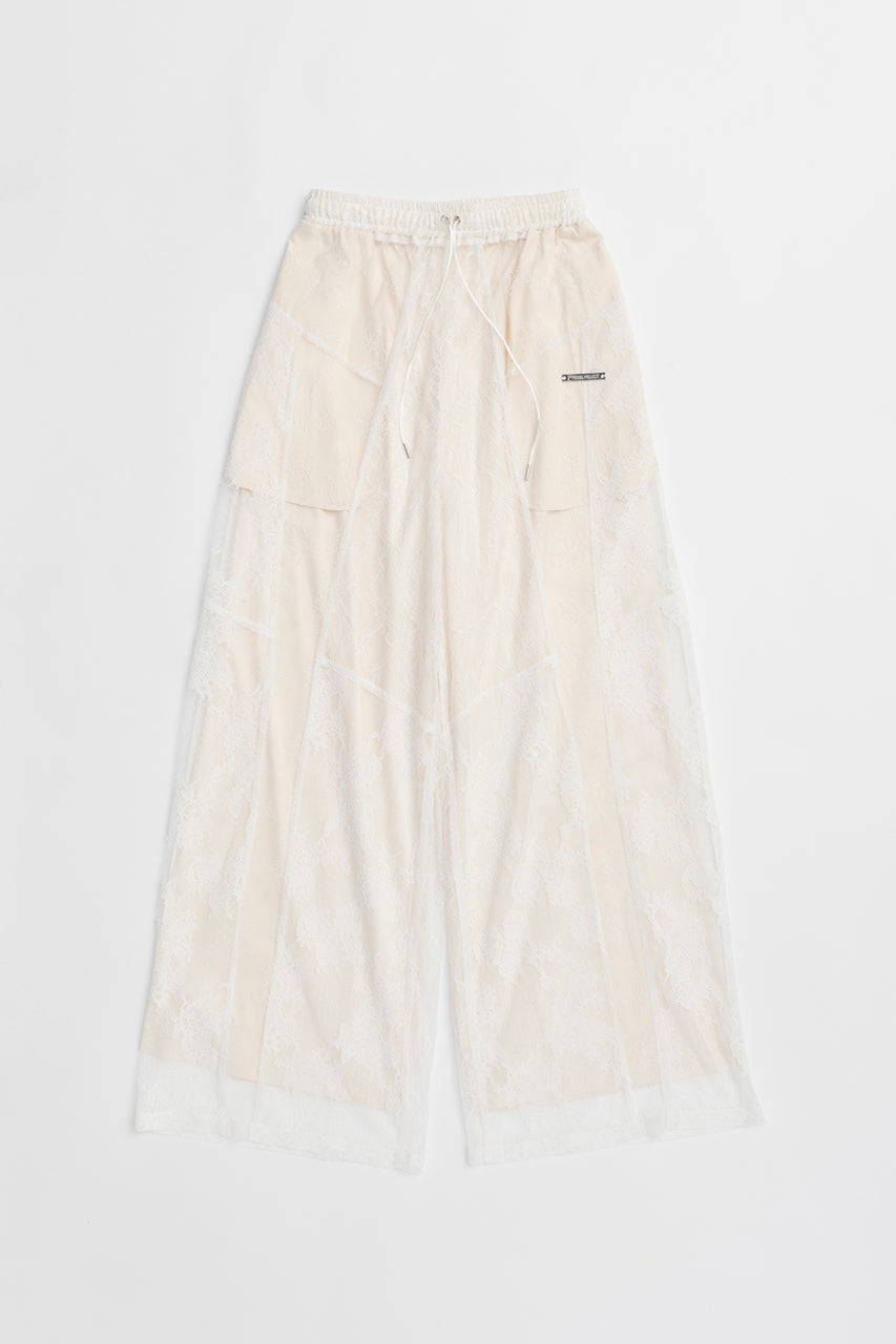 Lace Blocking Satin Pants