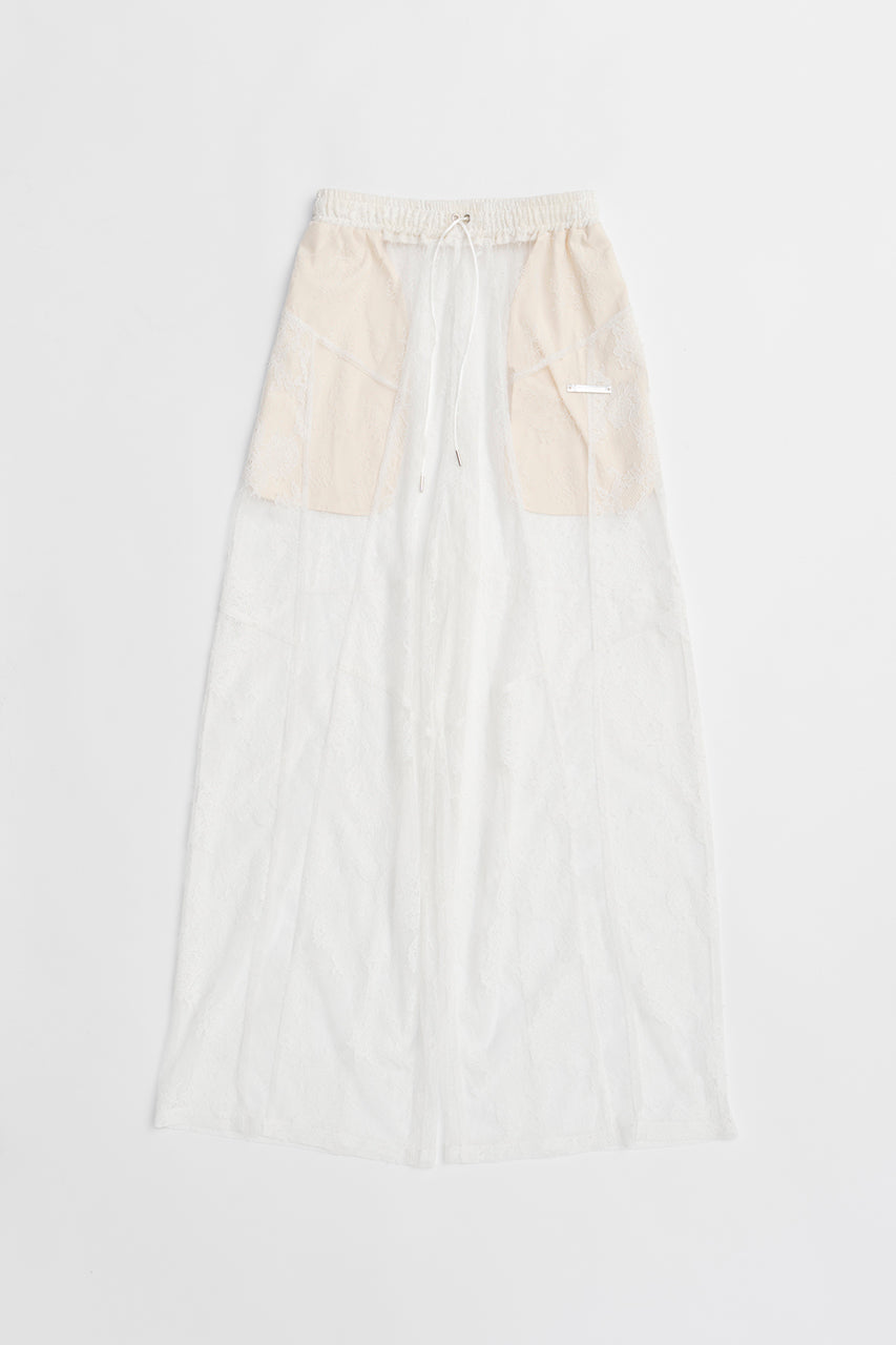 Lace Blocking Satin Pants