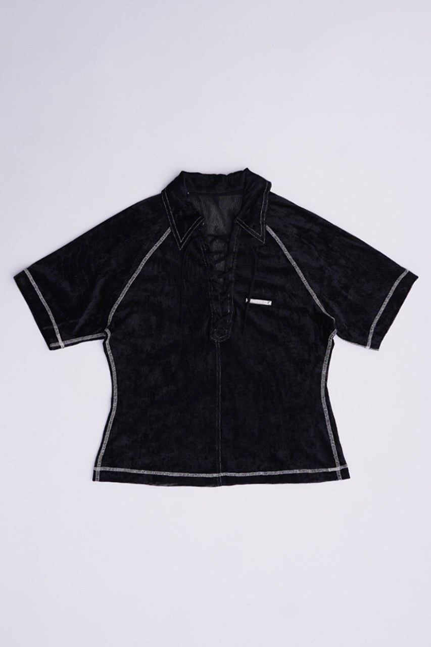 Velor Mesh Lace Up Tshirt - SALE