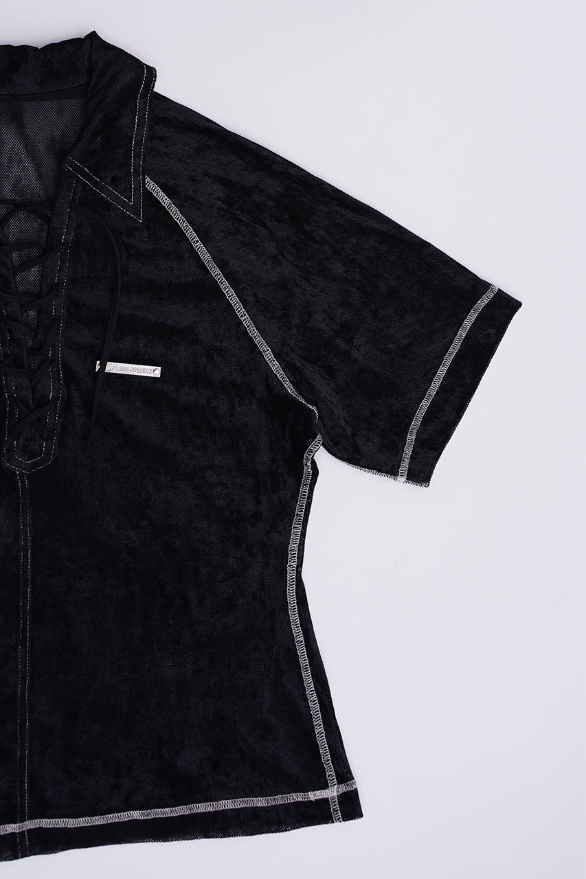 Velor Mesh Lace Up Tshirt - SALE
