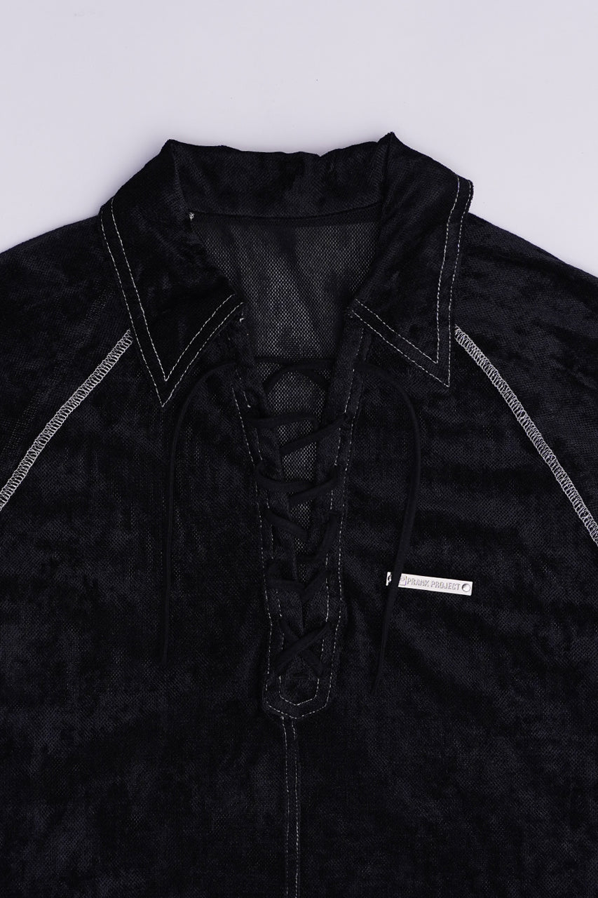 Velor Mesh Lace Up Tshirt - SALE