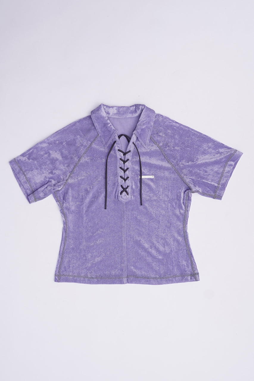 Velor Mesh Lace Up Tshirt - SALE