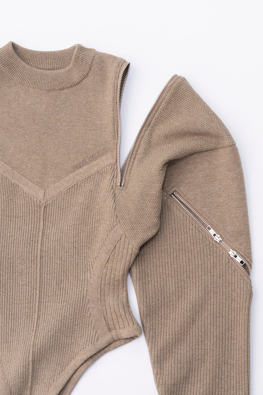 Trampe l'oeil Zip Knit Bodysuit