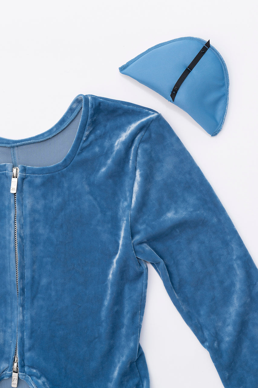 Crashed Velour Power Shoulder 2WAY Top