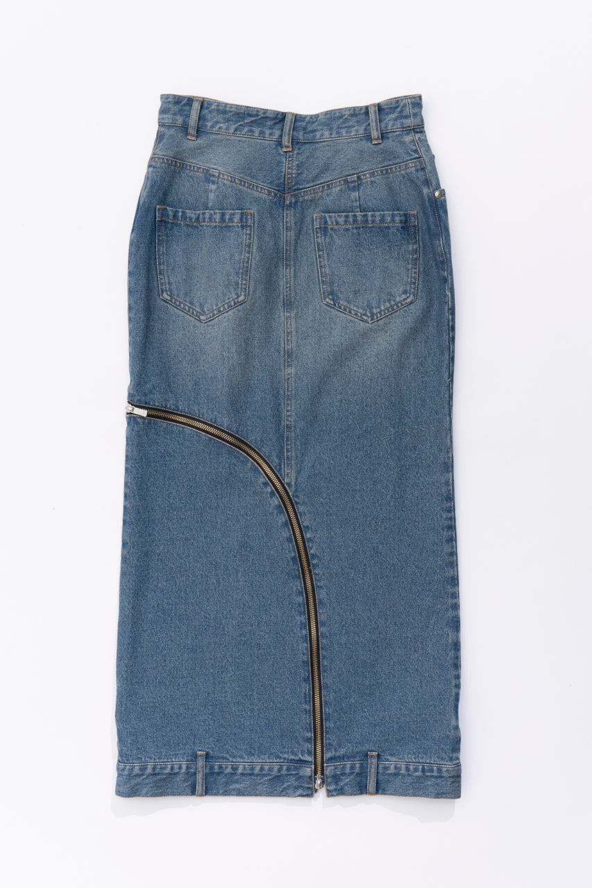 Curved Denim Skirt
