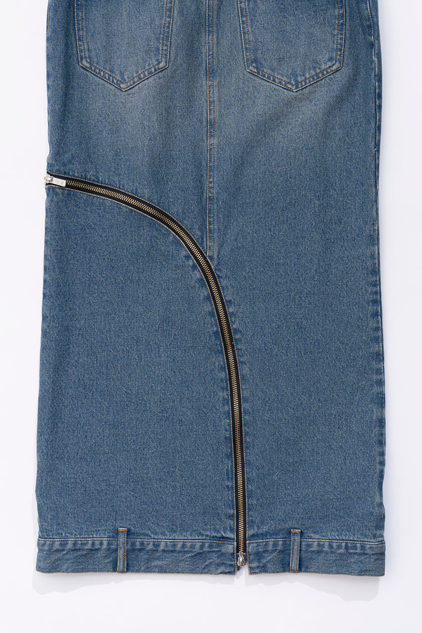 Curved Denim Skirt
