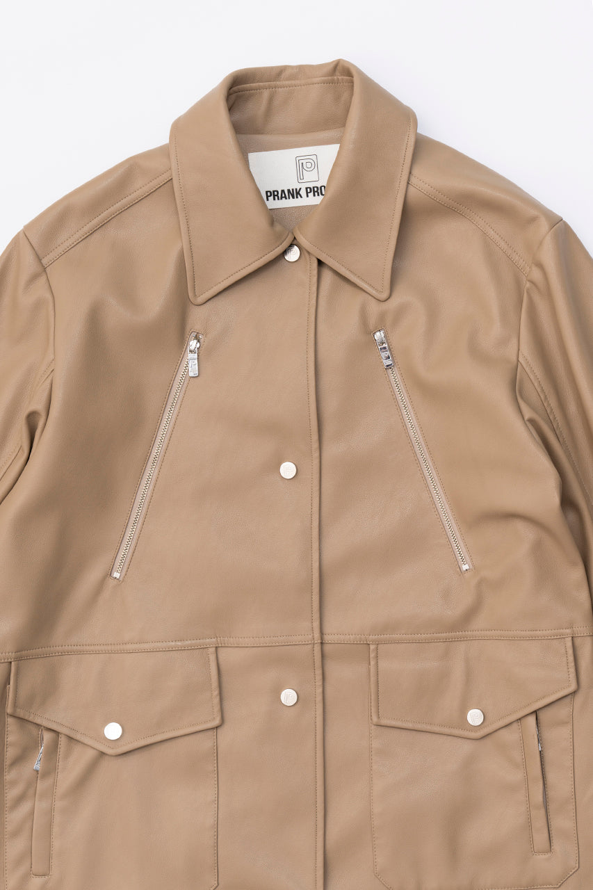 Vegan Leather Middle Coat
