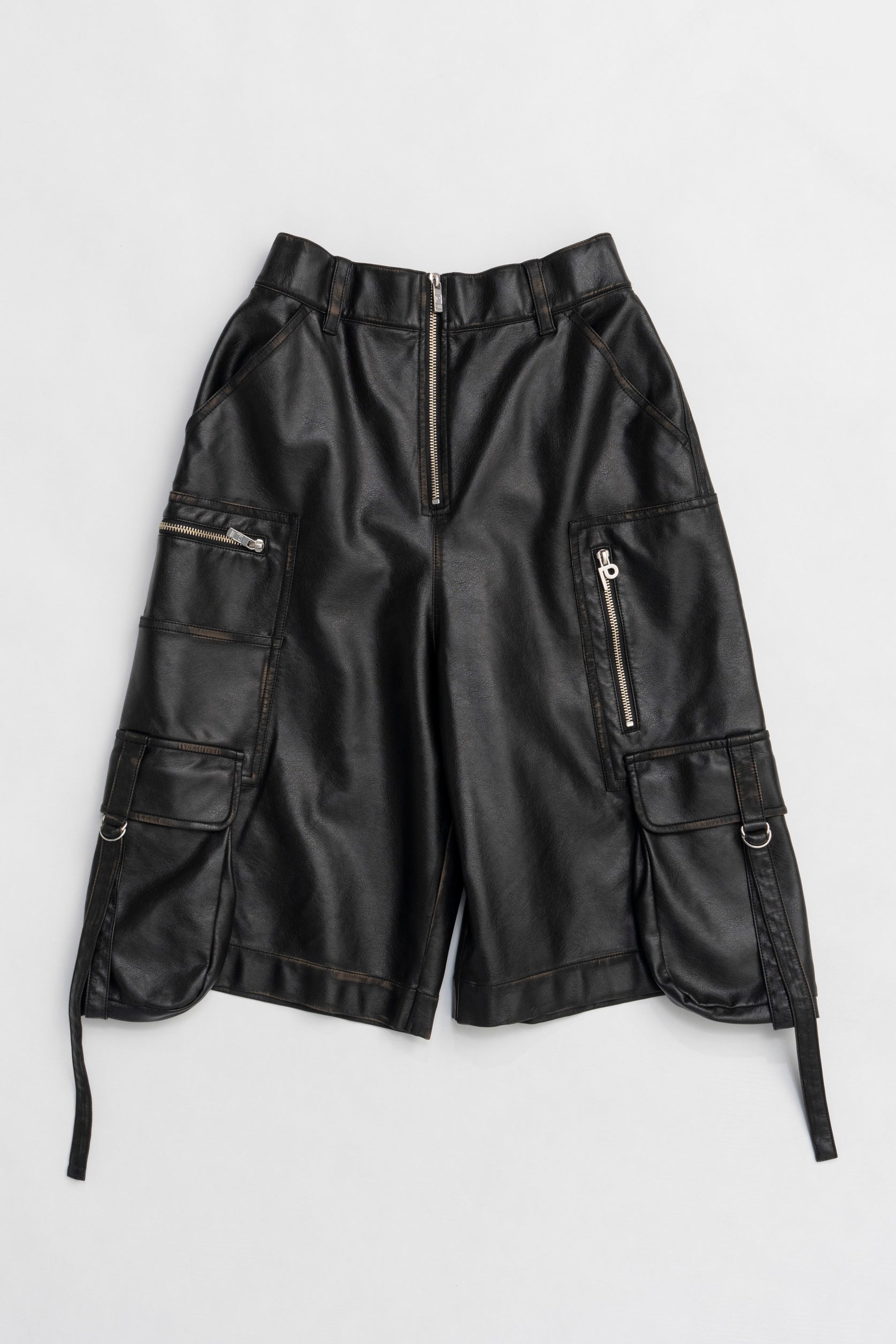 Leather Cargo Shorts