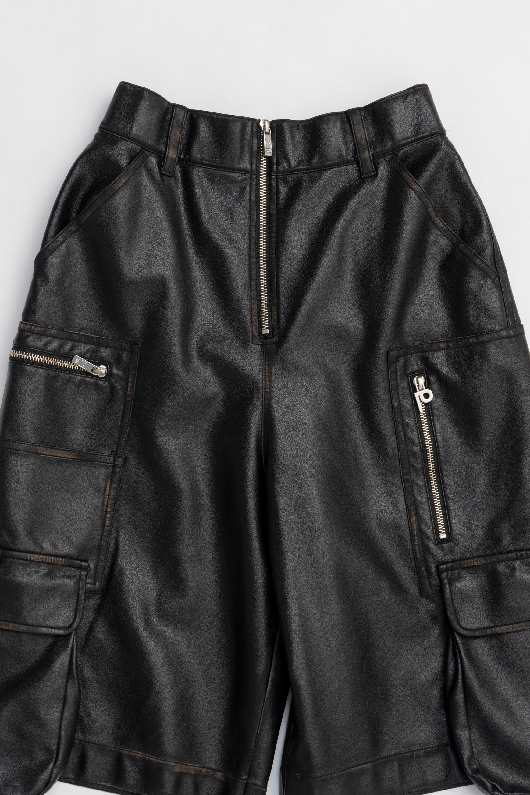 Leather Cargo Shorts