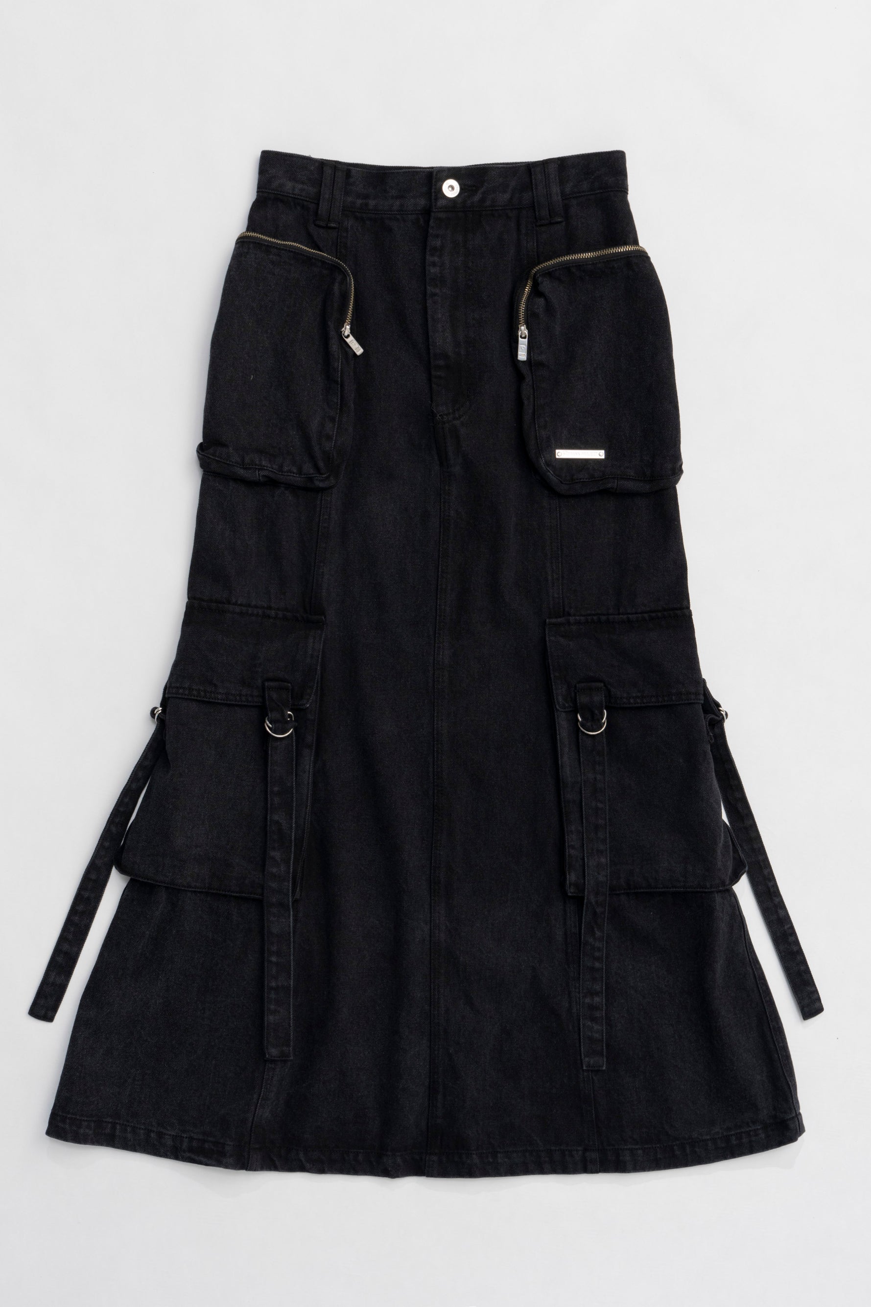 Pocket Denim Semi Flare Skirt - SALE