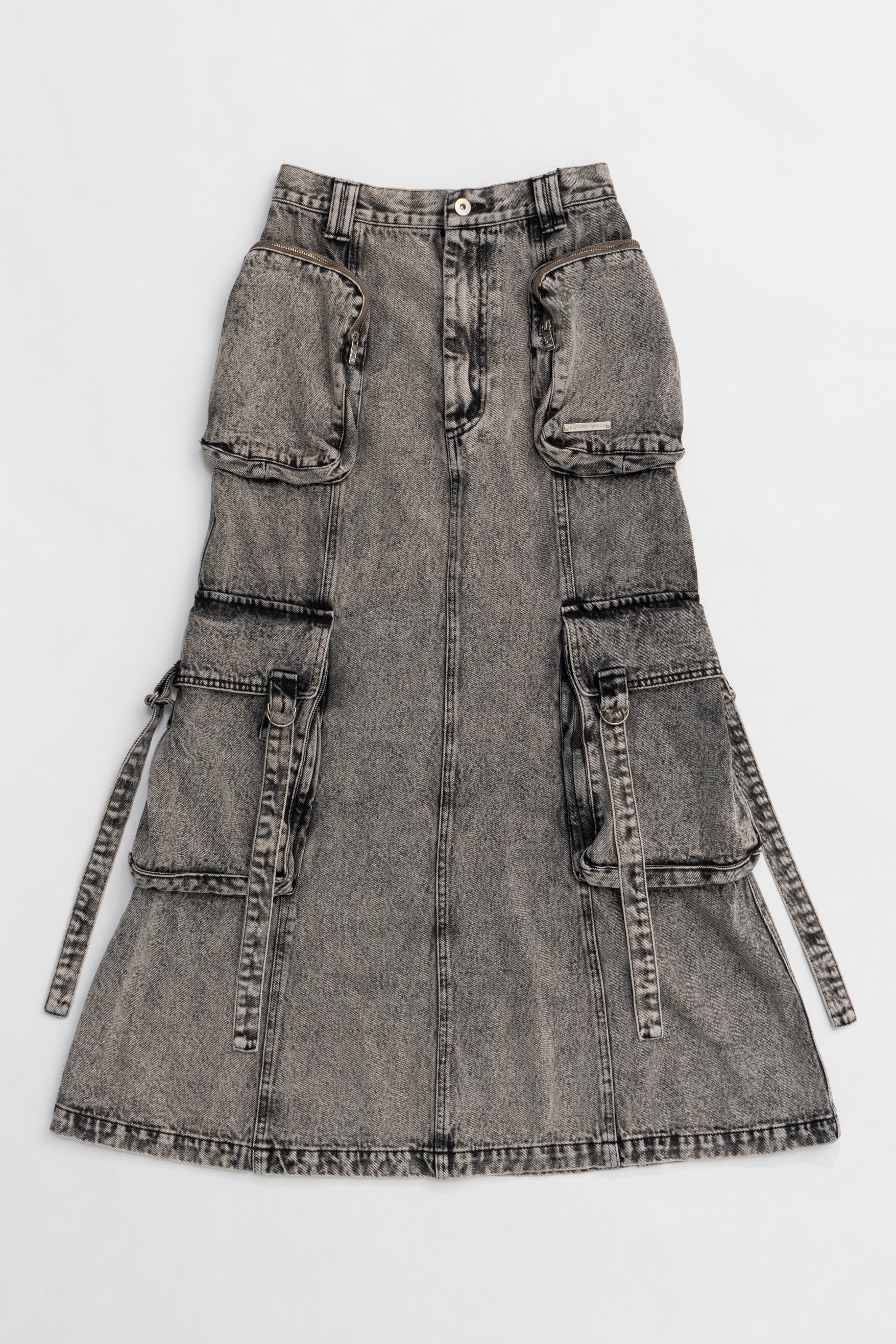 Pocket Denim Semi Flare Skirt - SALE