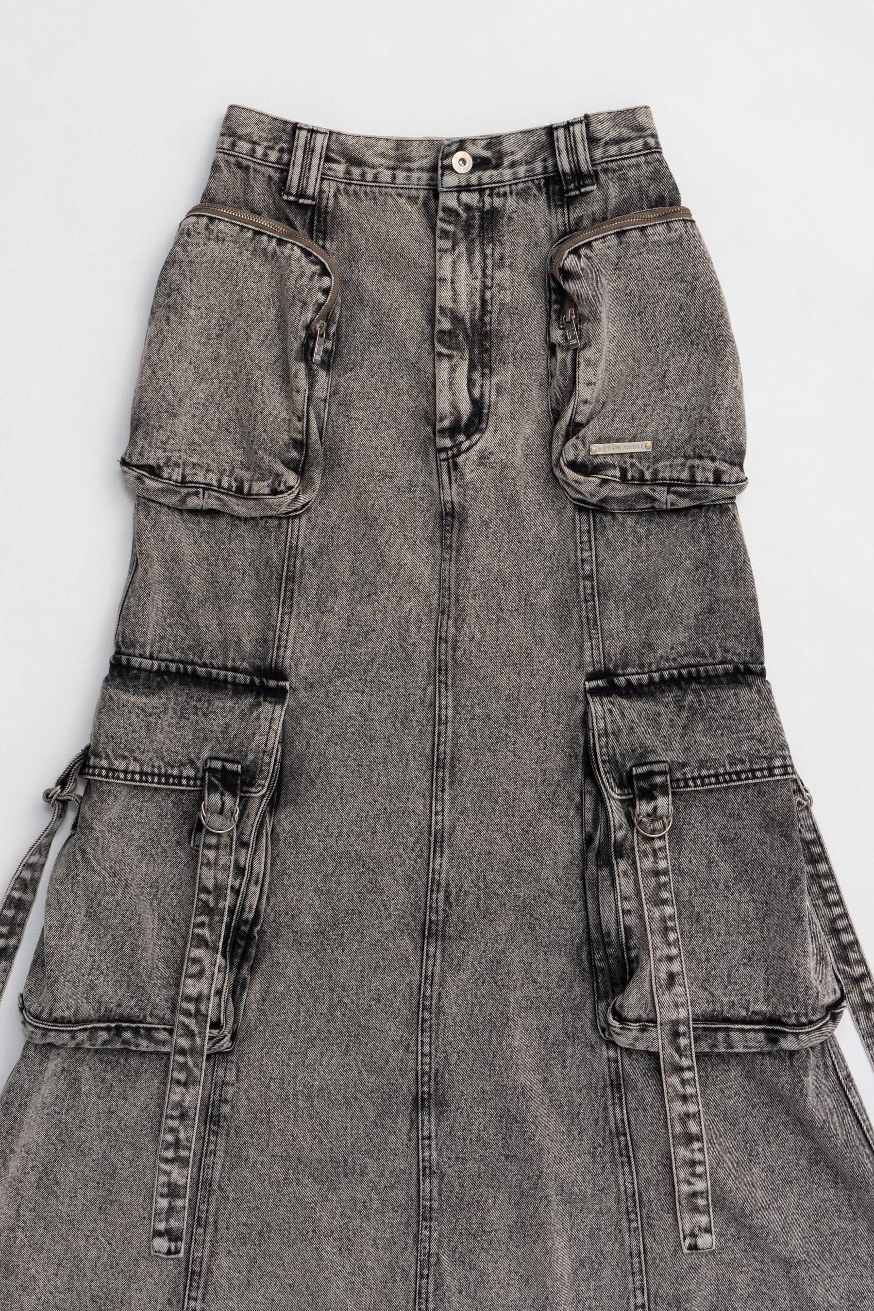 Pocket Denim Semi Flare Skirt - SALE