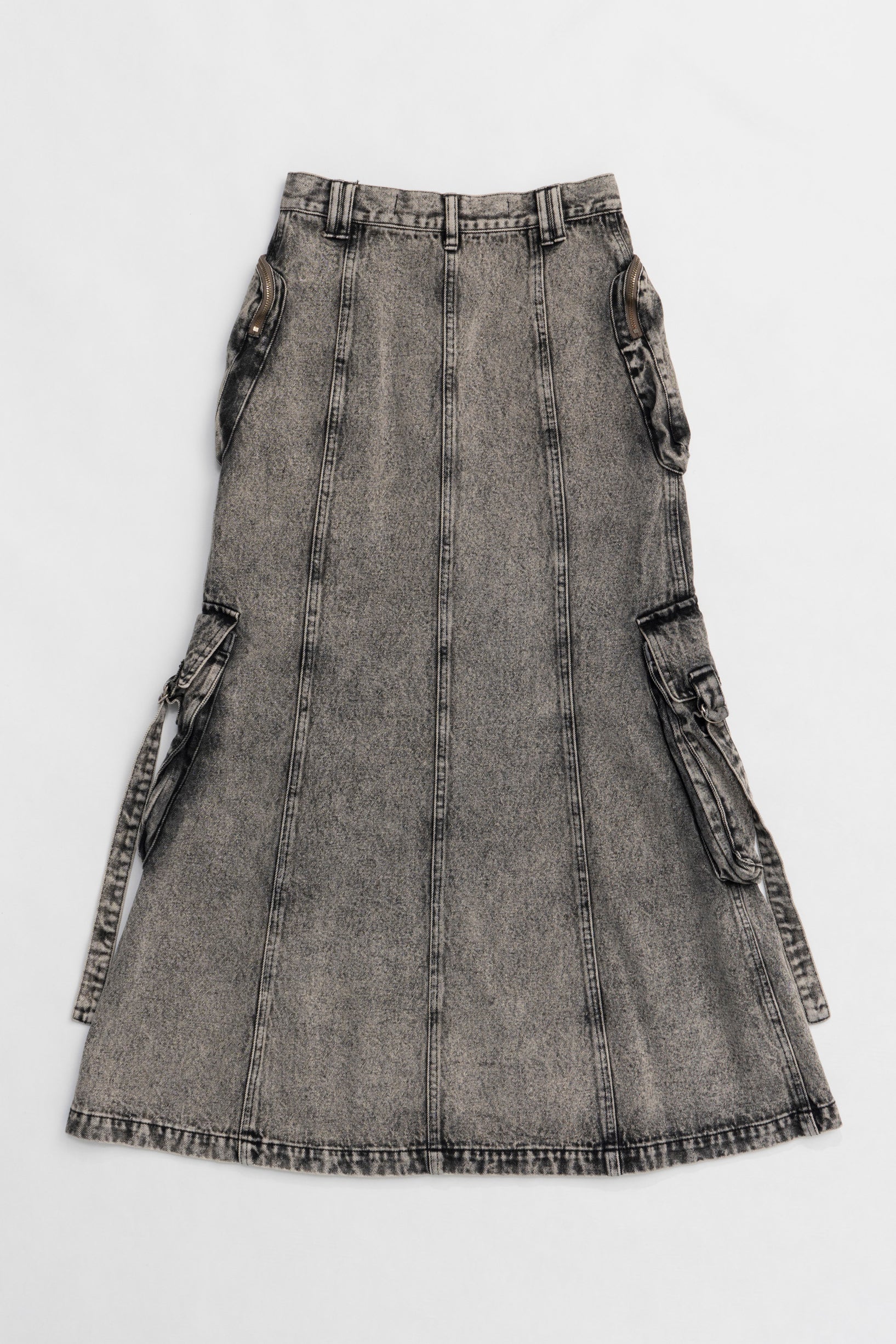 Pocket Denim Semi Flare Skirt - SALE