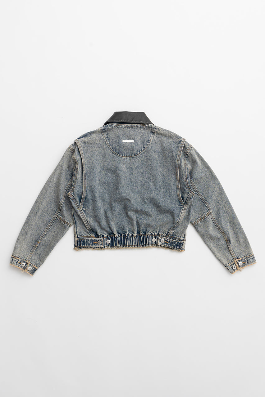 Leather Collar Denim Blouson - SALE