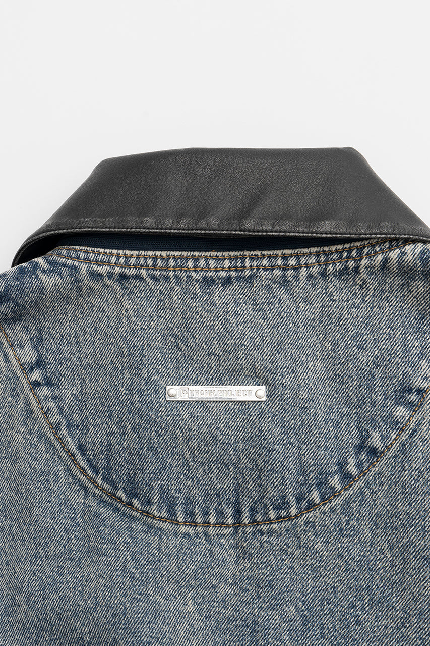 Leather Collar Denim Blouson - SALE