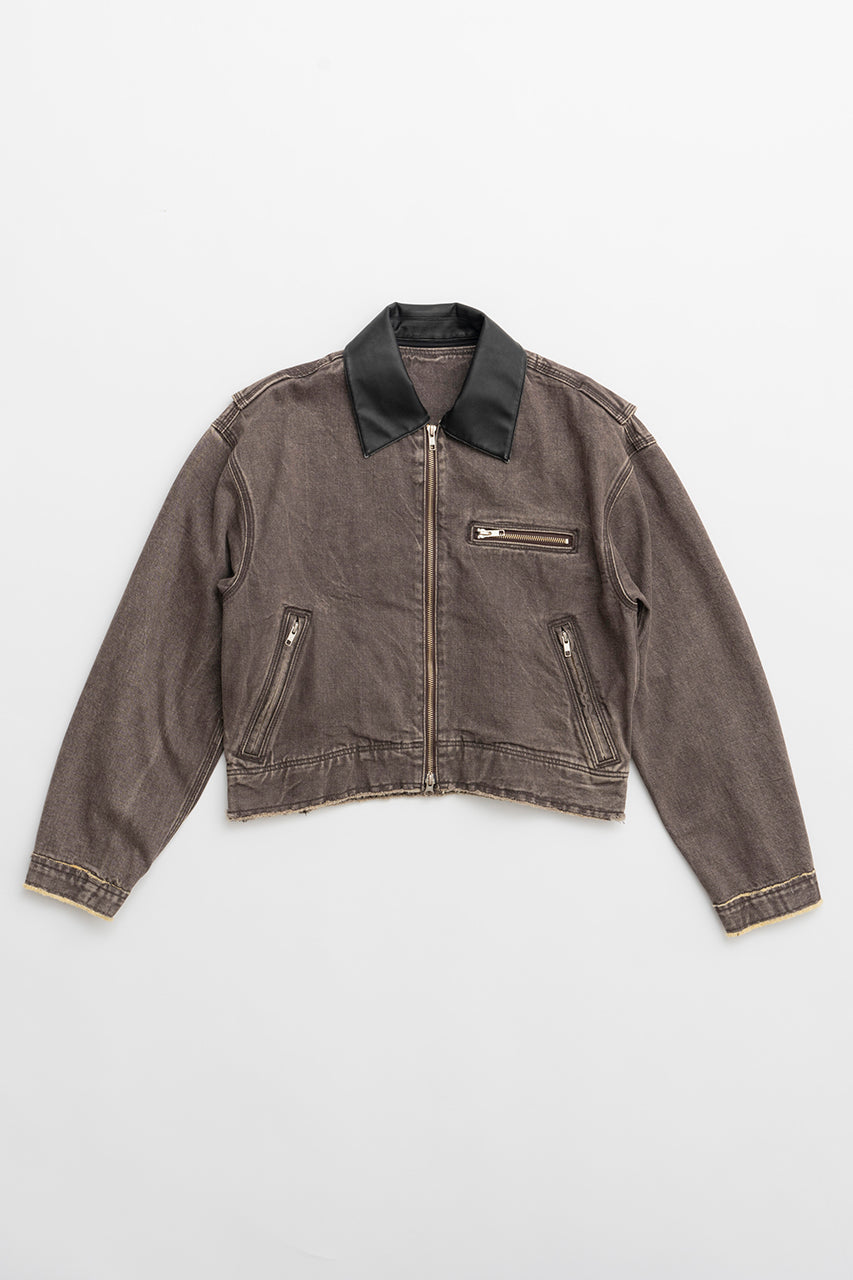 Leather Collar Denim Blouson - SALE