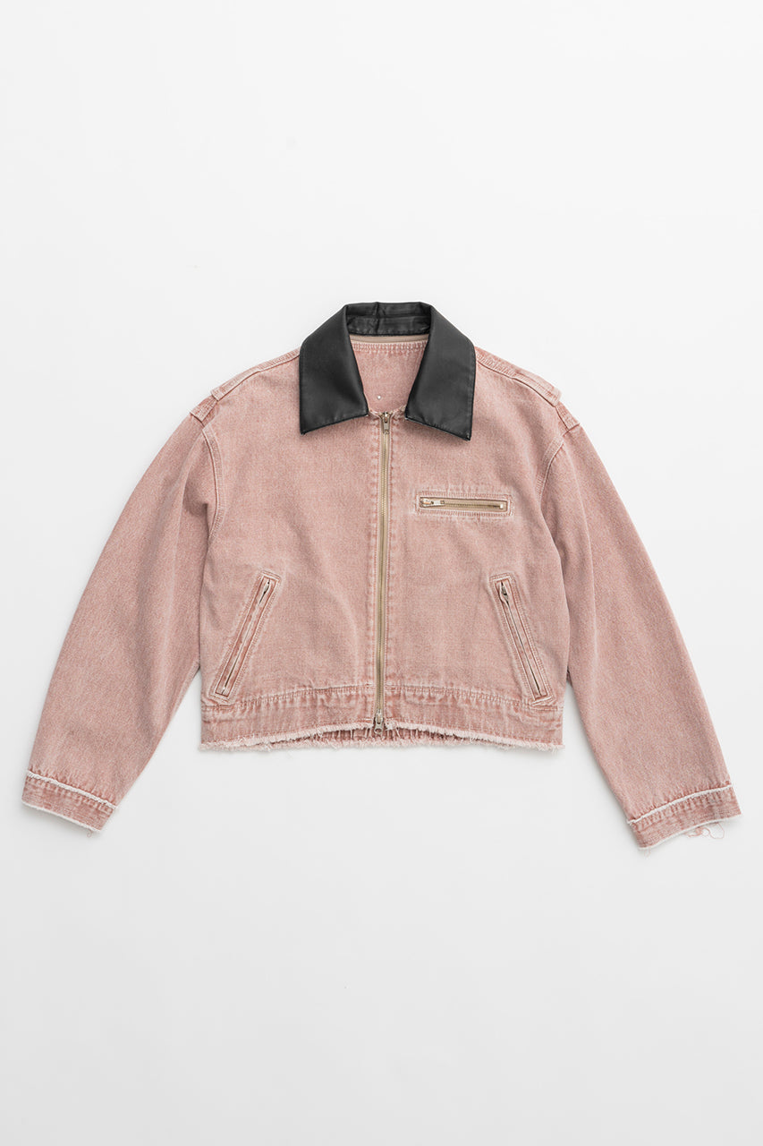 Leather Collar Denim Blouson - SALE