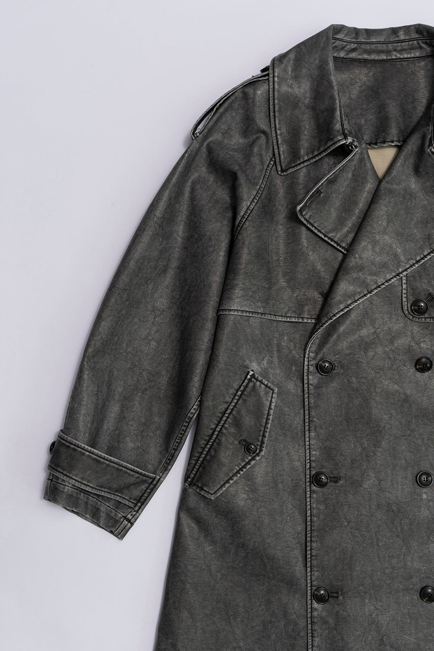 Synthetic Leather Trench Coat