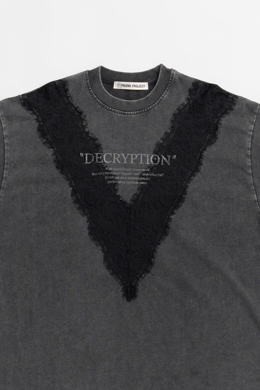 V-Cut Lace Logo Top - SALE