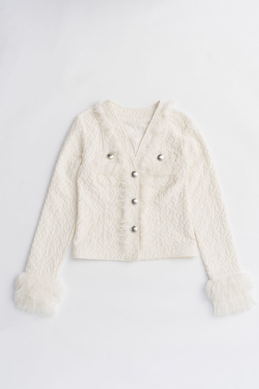 Fringe Jacquard Cardigan - 2025 AUTUMN