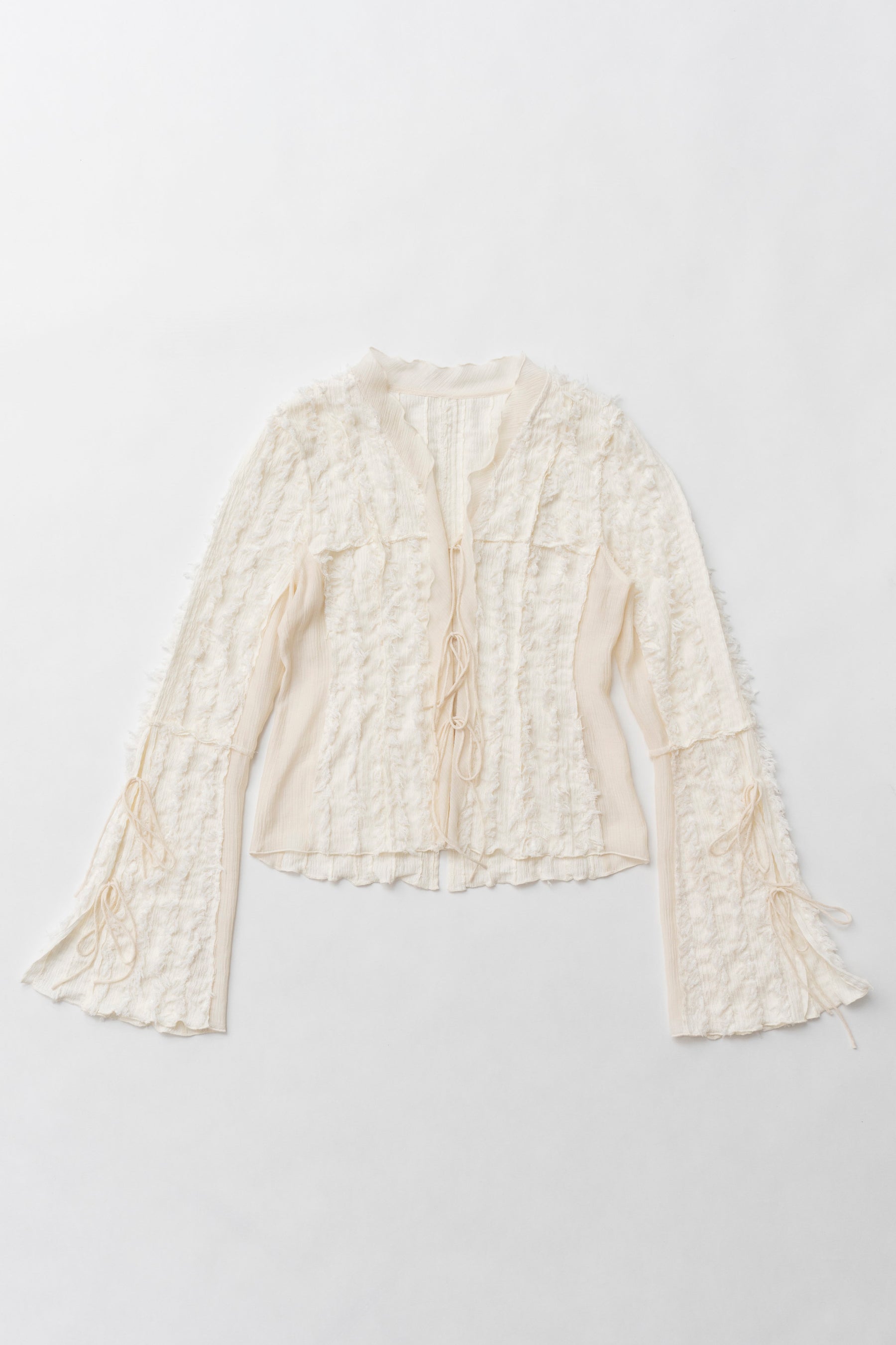Fringe Jacquard Frill Cardigan - SALE