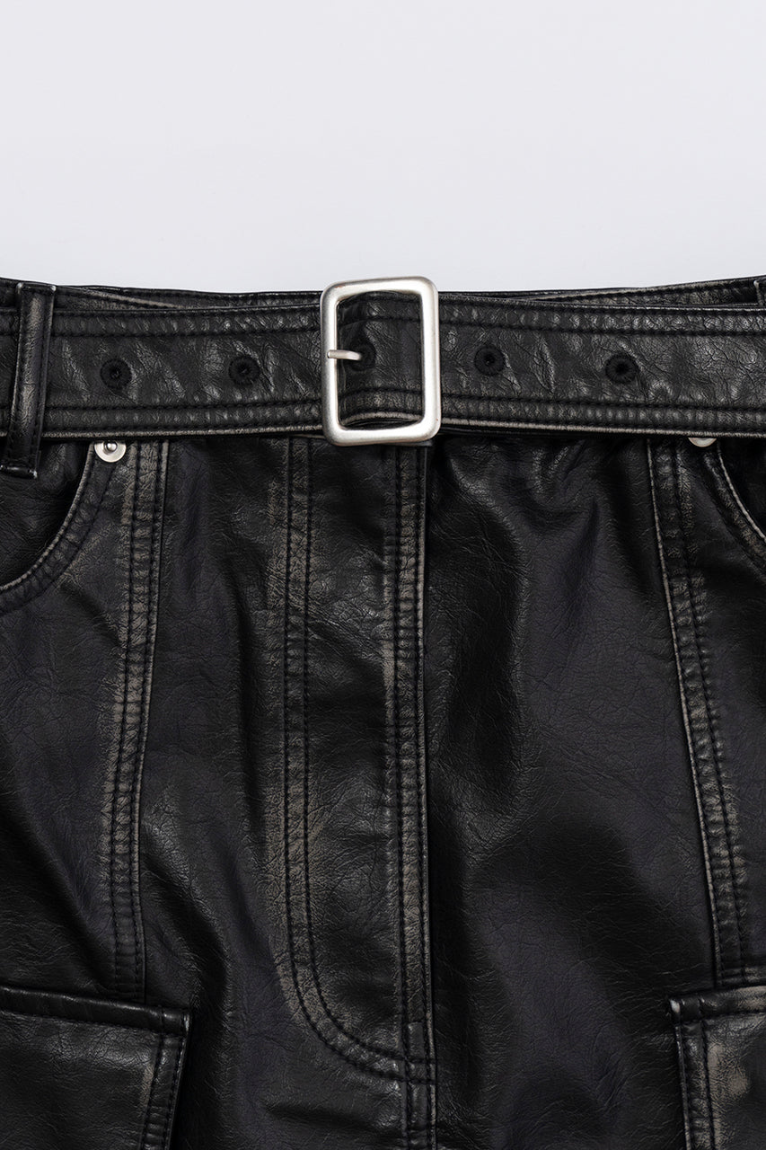 Vintage Vegan Leather Mini Skirt