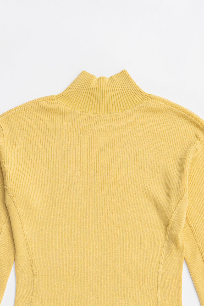 Wave Hem Sleeve Rib Knit