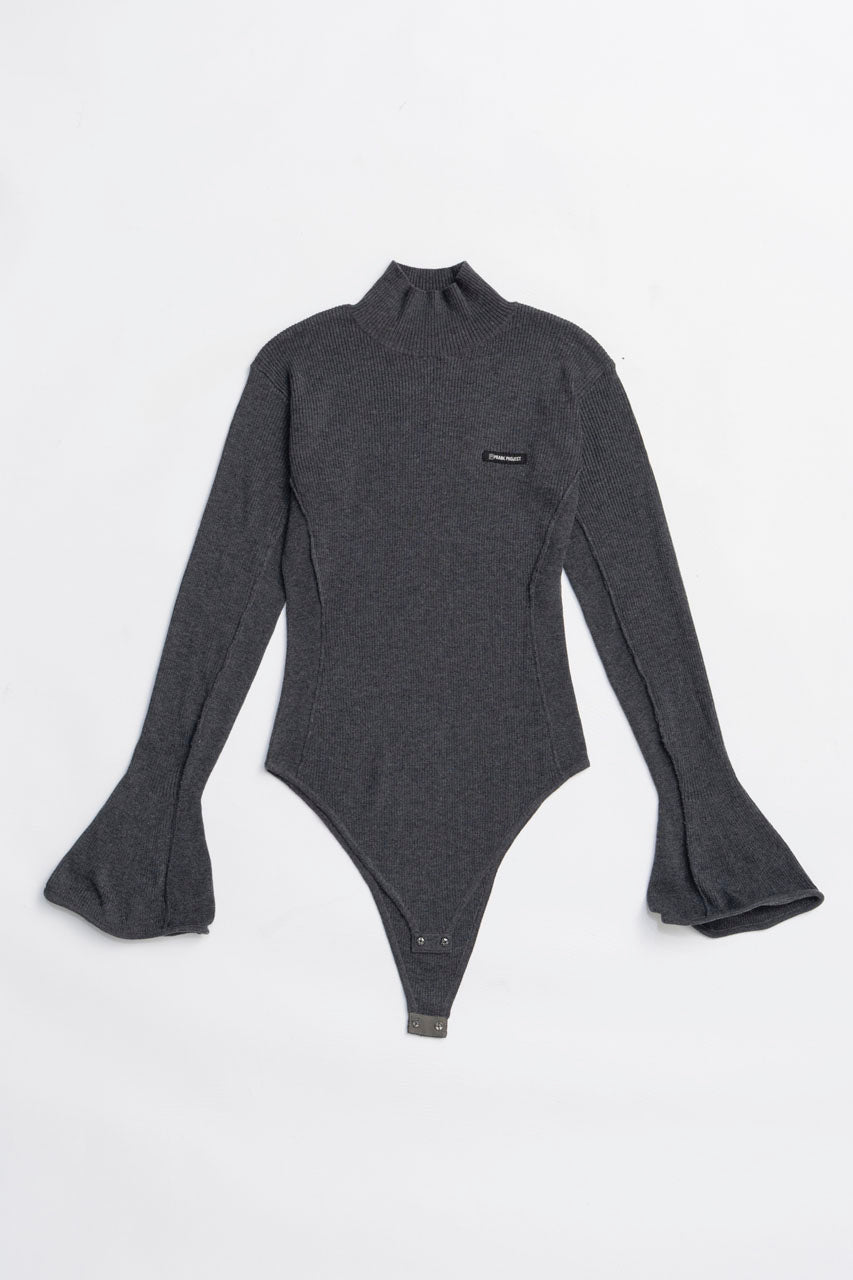 Wave Hem Sleeve Rib Knit