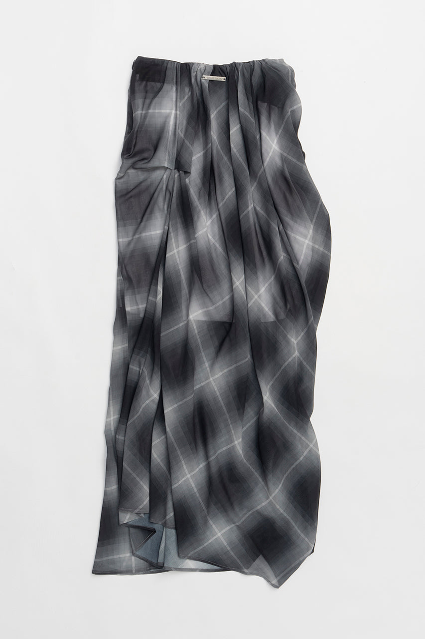 Draped Sheer Check Skirt