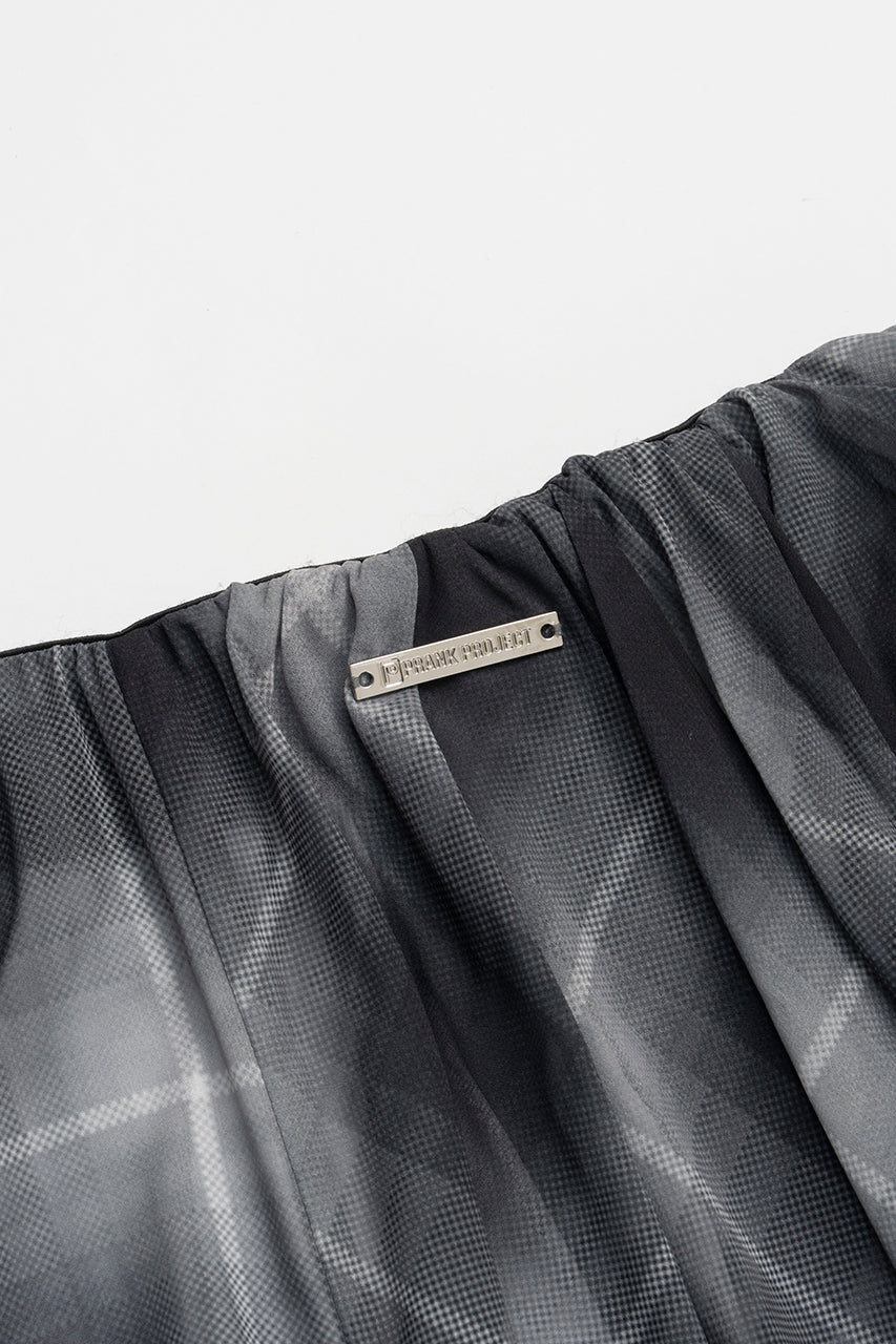 Draped Sheer Check Skirt