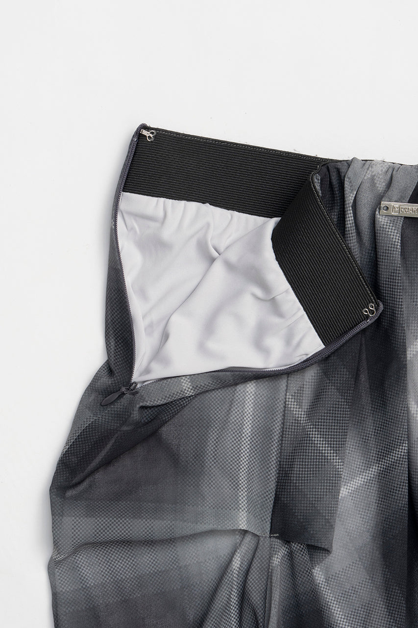 Draped Sheer Check Skirt