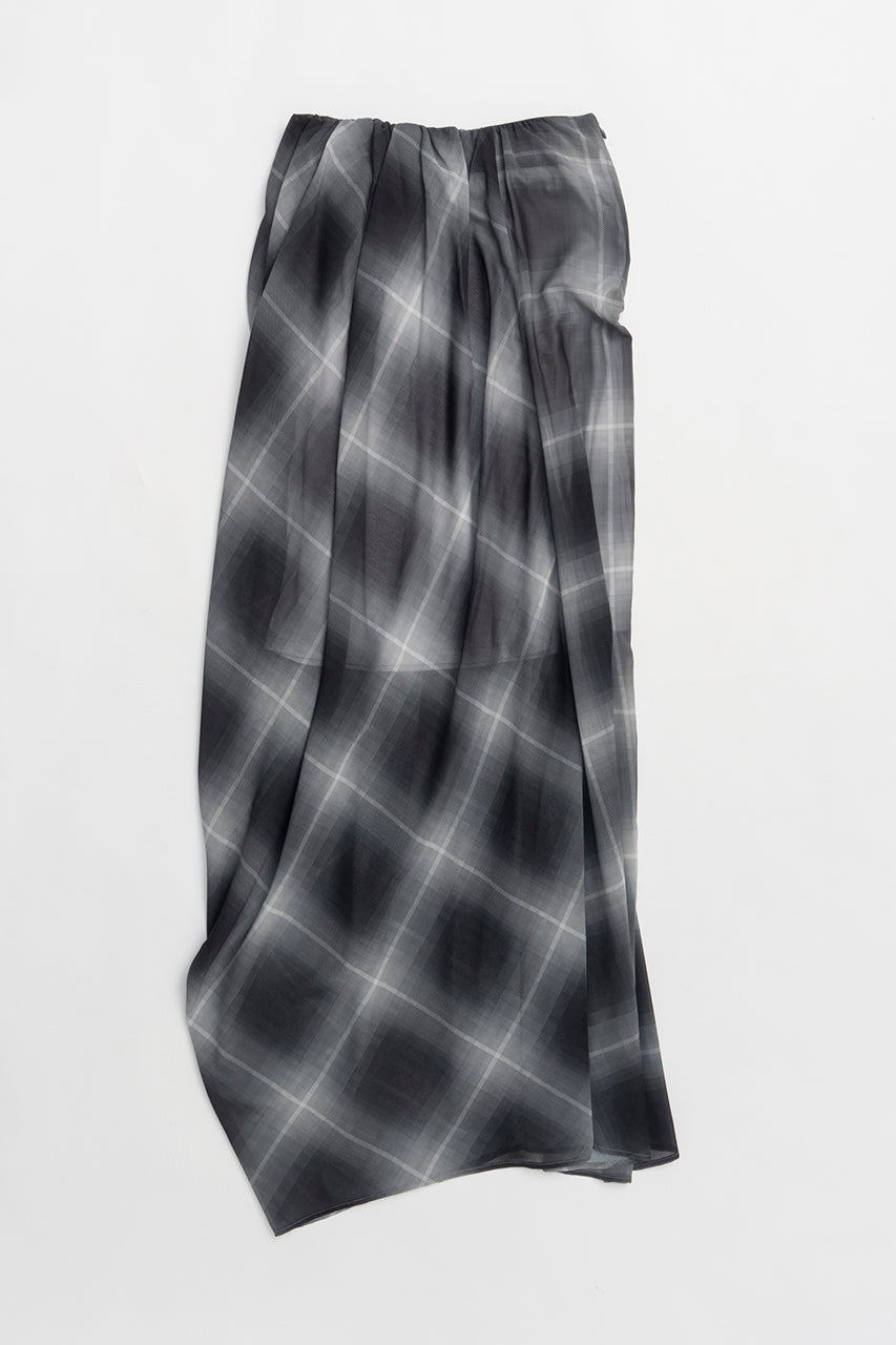 Draped Sheer Check Skirt
