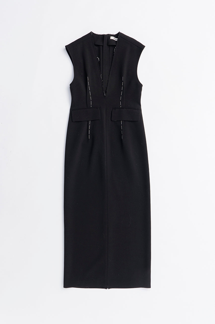 Hand-stitched Deep V-neck Dress