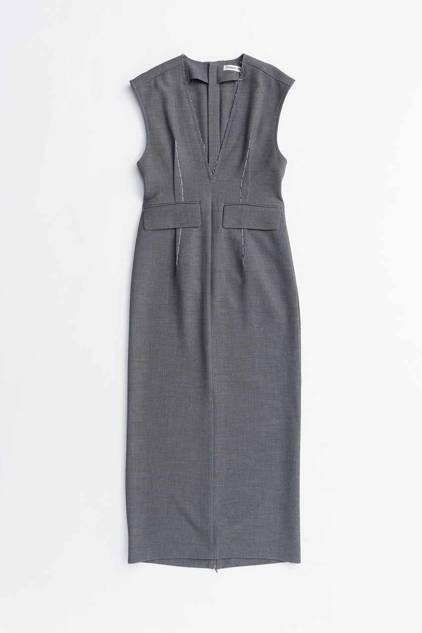 Hand-stitched Deep V-neck Dress