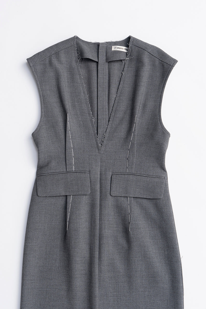 Hand-stitched Deep V-neck Dress