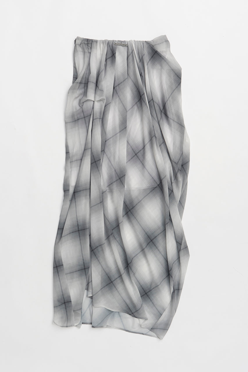 Draped Sheer Check Skirt